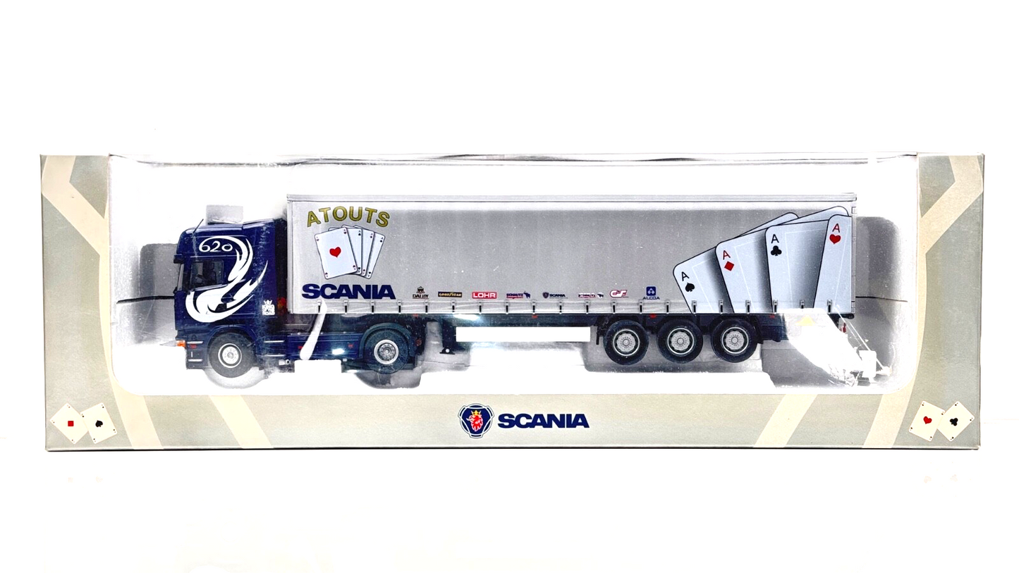 UNIVERSAL HOBBIES 1/50 - SCANIA R620 TRUCK & ATOUTS BRANDED TRAILER - BOXED