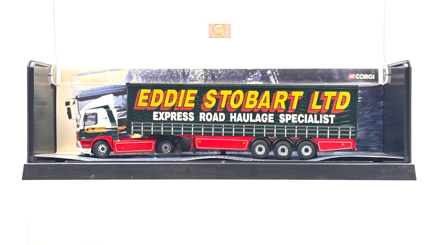 CORGI 1/50 SCALE - 75201 - ERF CURTAINSIDE EDDIE STOBART HAULAGE - BOXED