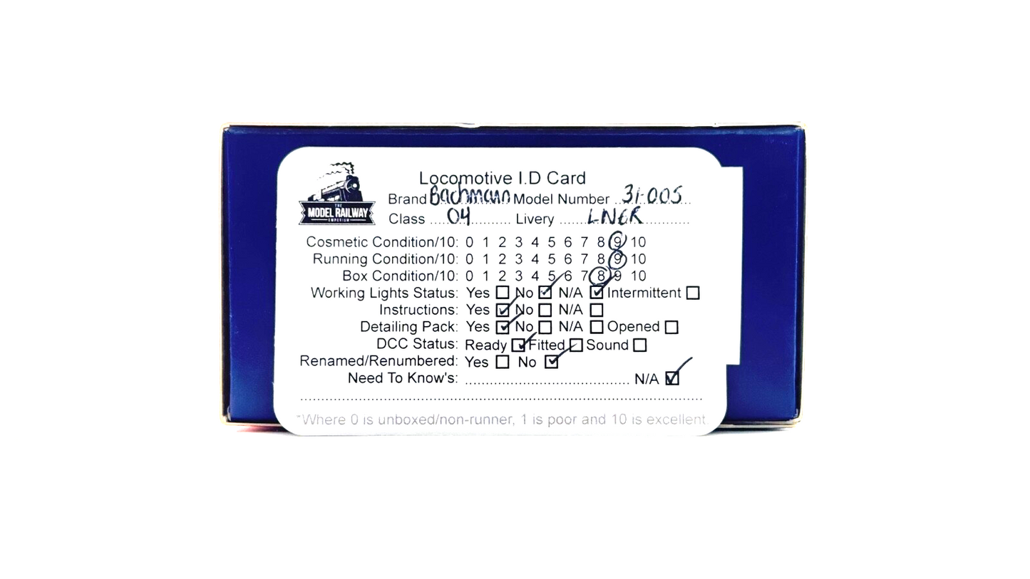 BACHMANN 00 GAUGE - 31-005 - ROBINSON O4 3547 LNER BLACK LOCOMOTIVE BOXED