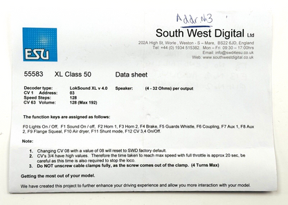 JUST LIKE THE REAL THING O GAUGE - CLASS 50 LARGE LOGO ARK ROYAL 50035 DCC SOUND