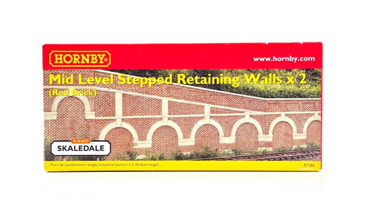 HORNBY 00 GAUGE SKALEDALE - R7386 - MID LEVEL STEPPED RETAINING WALLS X 2 BOXED