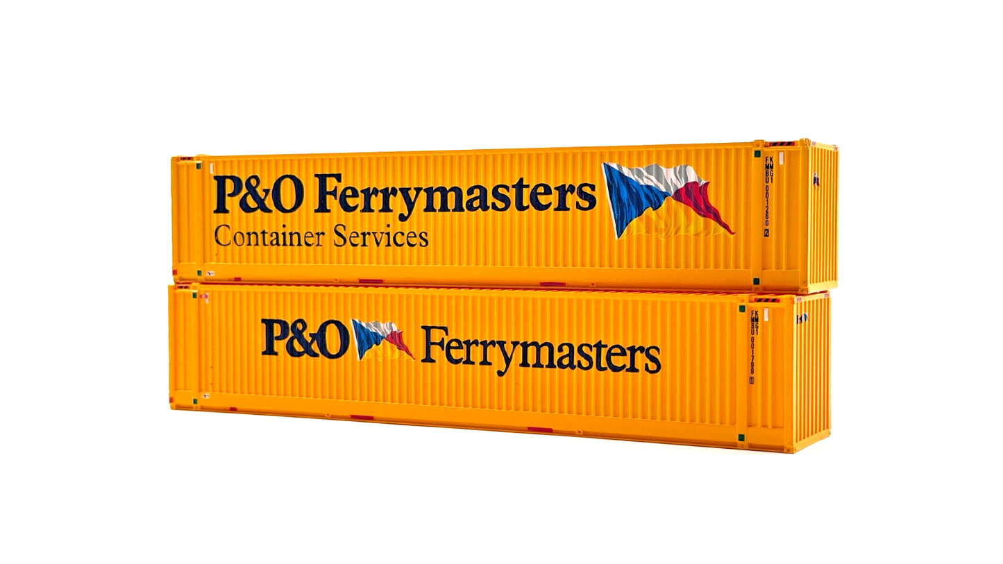 BACHMANN 00 GAUGE - 36-100 - 45FT CONTAINER (X2) P&O FERRYMASTERS YELLOW BOXED