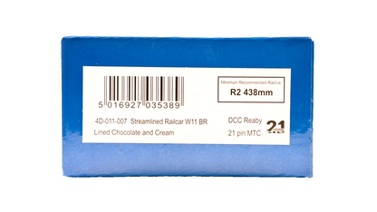 DAPOL 00 GAUGE - 4D-011-007 - STREAMLINED RAILCAR W11 BR LINED CHOCOLATE & CREAM