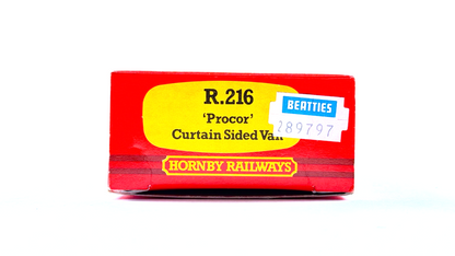 HORNBY 00 GAUGE - R216 - PROCOR BLUE CURTAIN SIDED VAN BOXED