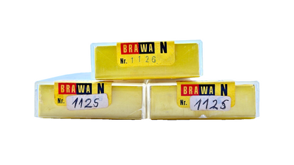 BRAWA N SCALE - 1125-1126 - 3 X STATIC NON MOTORISED TRAM TROLLEY CARS BOXED