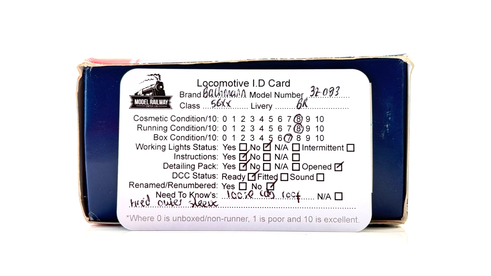 BACHMANN 00 GAUGE - 32-083 - CLASS 56XX TANK 6658 BR GREEN - BOXED