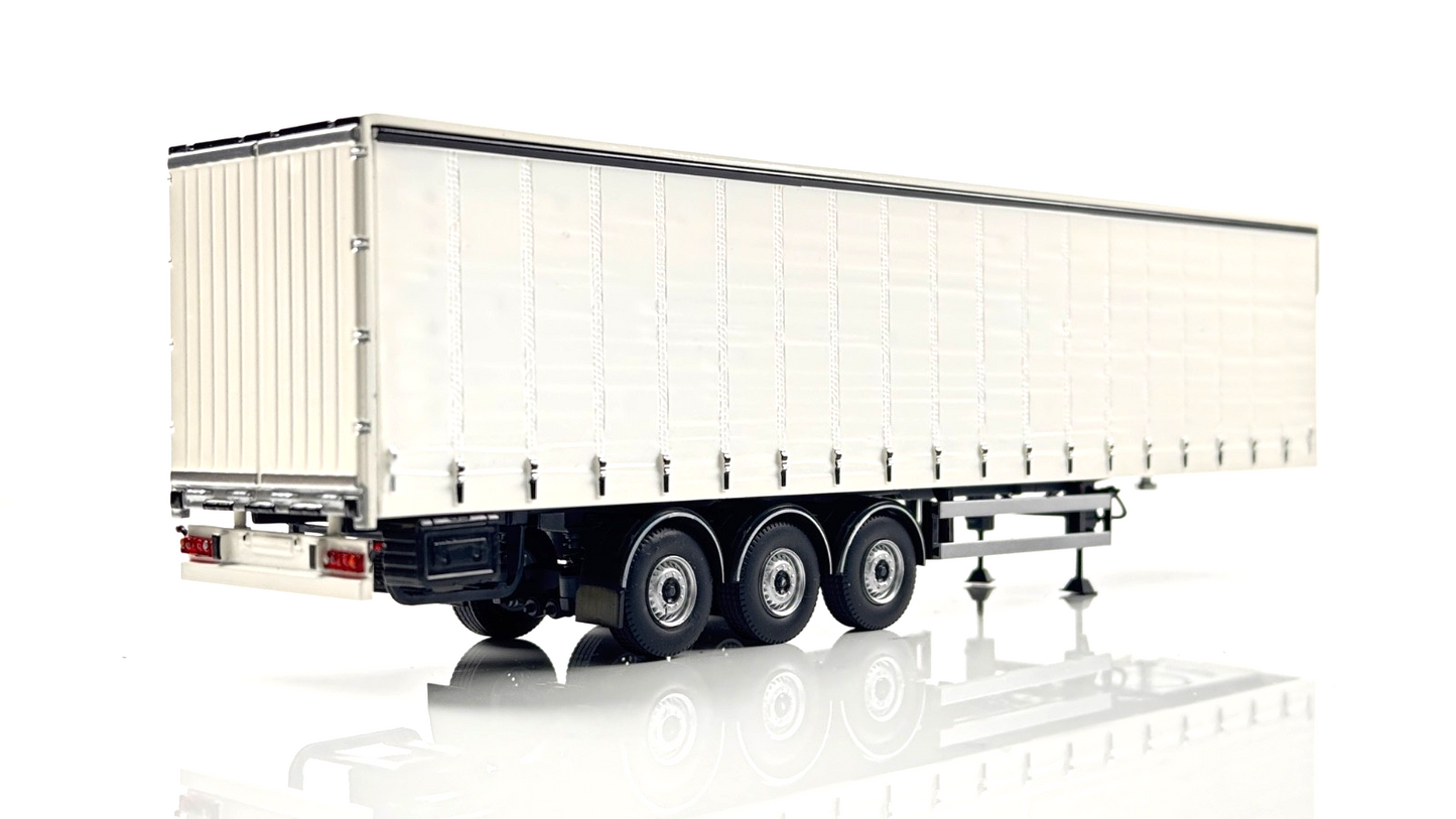 TEKNO 1/50 SCALE - 63366 - 3 AXLE CURTAINSIDE SEMI TRAILER PLAIN WHITE BOXED
