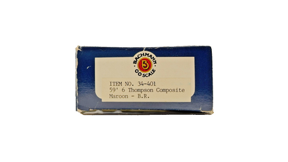 BACHMANN 00 GAUGE - 34-401 - 59' 6 THOMPSON COMPOSITE MAROON B.R COACH BOXED
