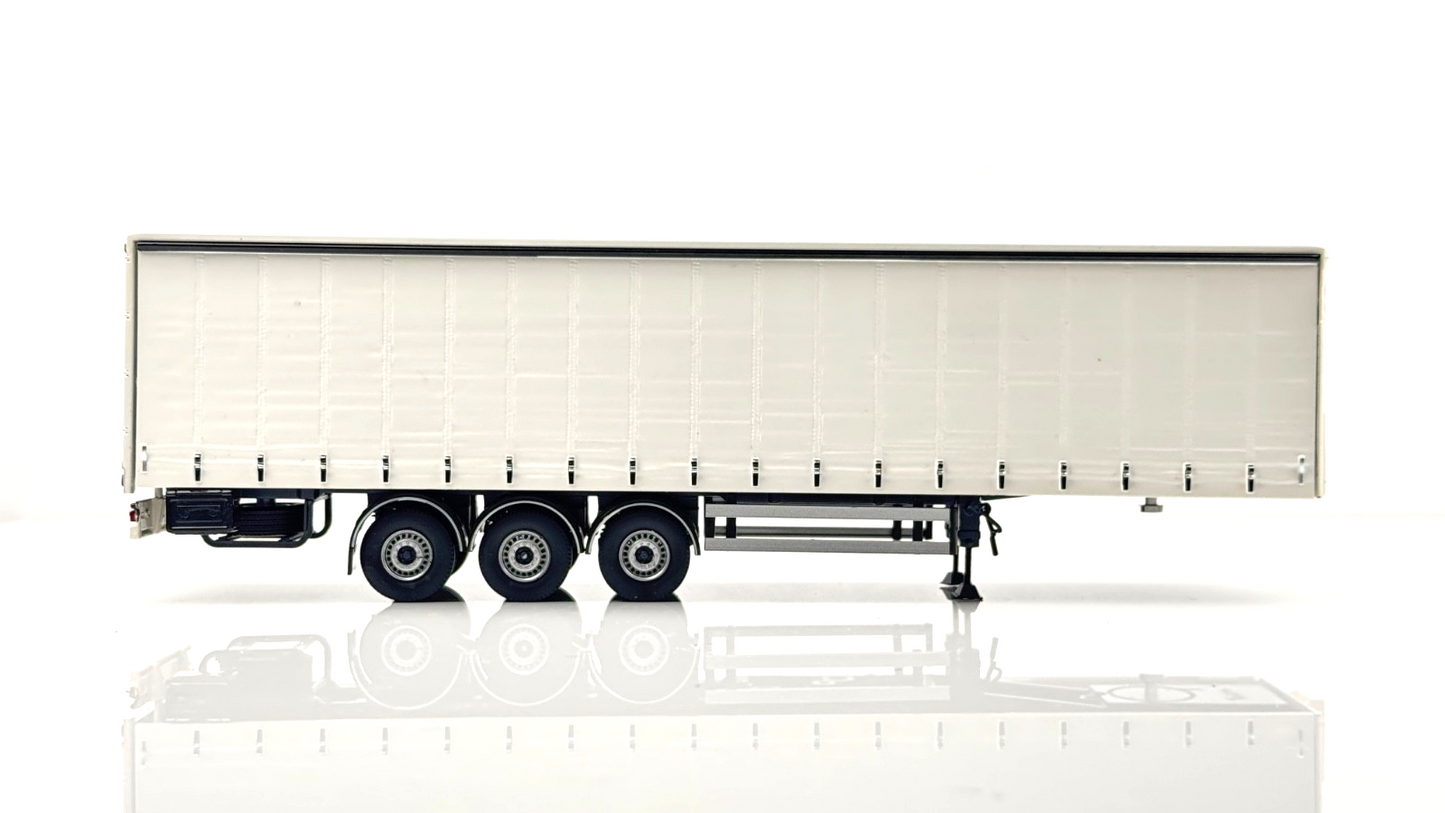 TEKNO 1/50 SCALE - 63366 - 3 AXLE CURTAINSIDE SEMI TRAILER PLAIN WHITE BOXED