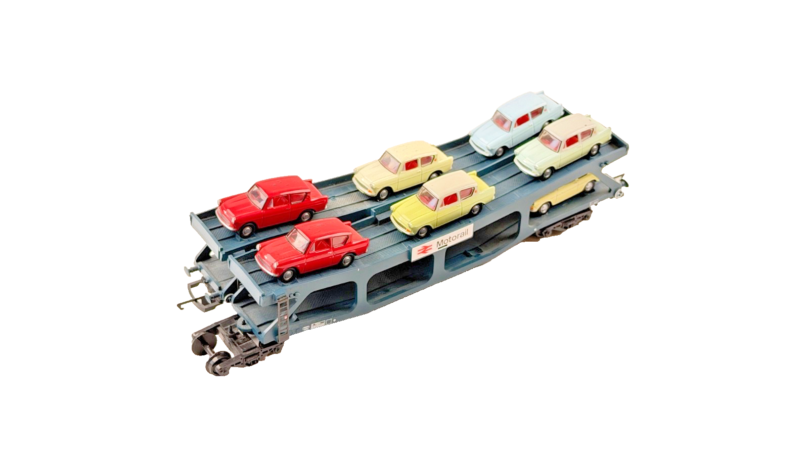 HORNBY 00 GAUGE - R6397 - MOTORAIL CAR TRANSPORTER INC 8 CARS BOXED