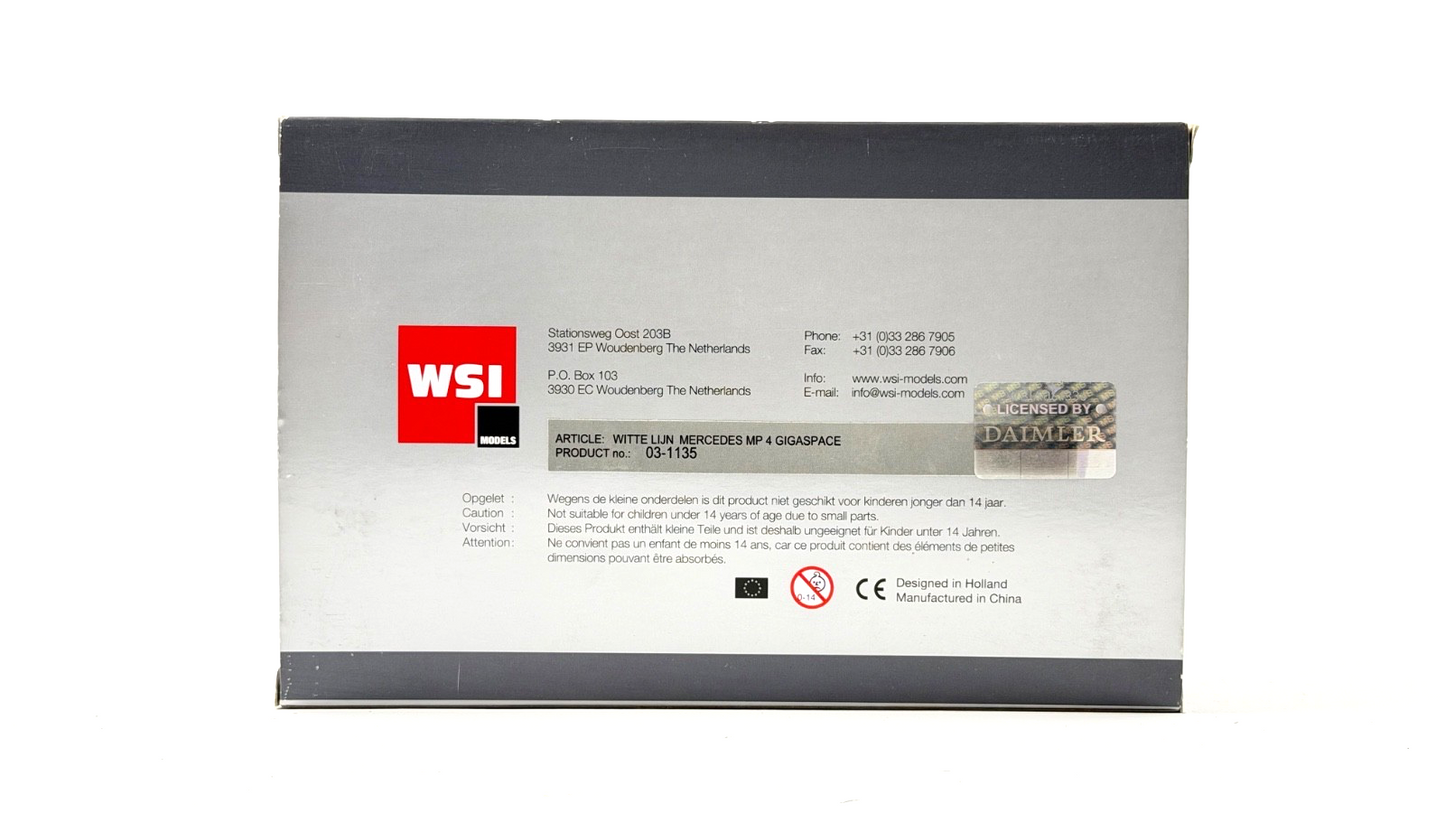 WSI 1/50 SCALE - 03-1135 - MERCEDES MP4 GIGA 6X2 PLAIN WHITE TRACTOR CAB BOXED