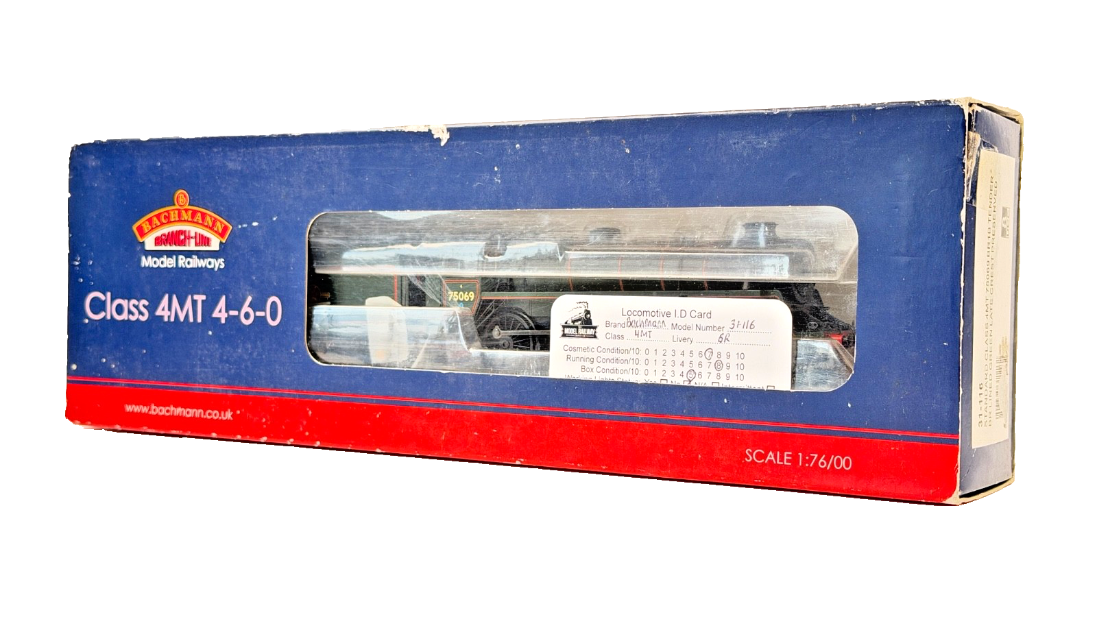 BACHMANN 00 GAUGE - 31-116 - STANDARD CLASS 4MT 75069 BR1B TENDER BR LINED GREEN
