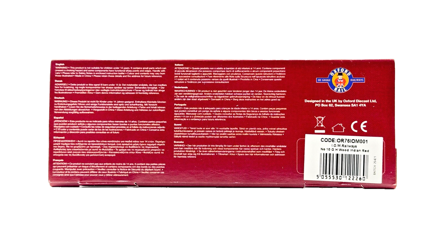 STATIC OXFORD RAIL 1/76 - OR76IOM001 - I.O.M RAILWAYS NO.10 G.H WOOD INDIAN RED
